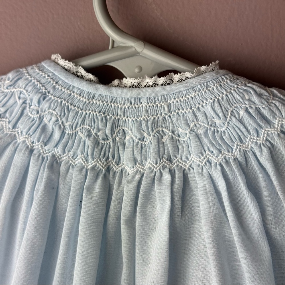 Feltman Bros Smocked Hand Embroidered Blue Dress - Picture 8 of 8